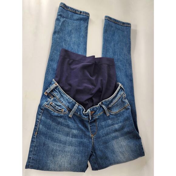 Seraphine Maternity Straight Leg Jeans Belly Panel Denim Size 2 Medium Wash Luxe - Picture 4 of 9